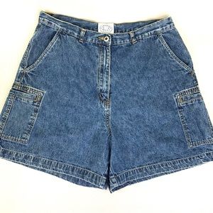 CAROLINA BLUES Denim Bermuda High Waist Wide Leg Jean Shorts Blue Women Size 14